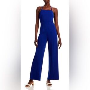 Aqua Halter Wide Leg Jumpsuit